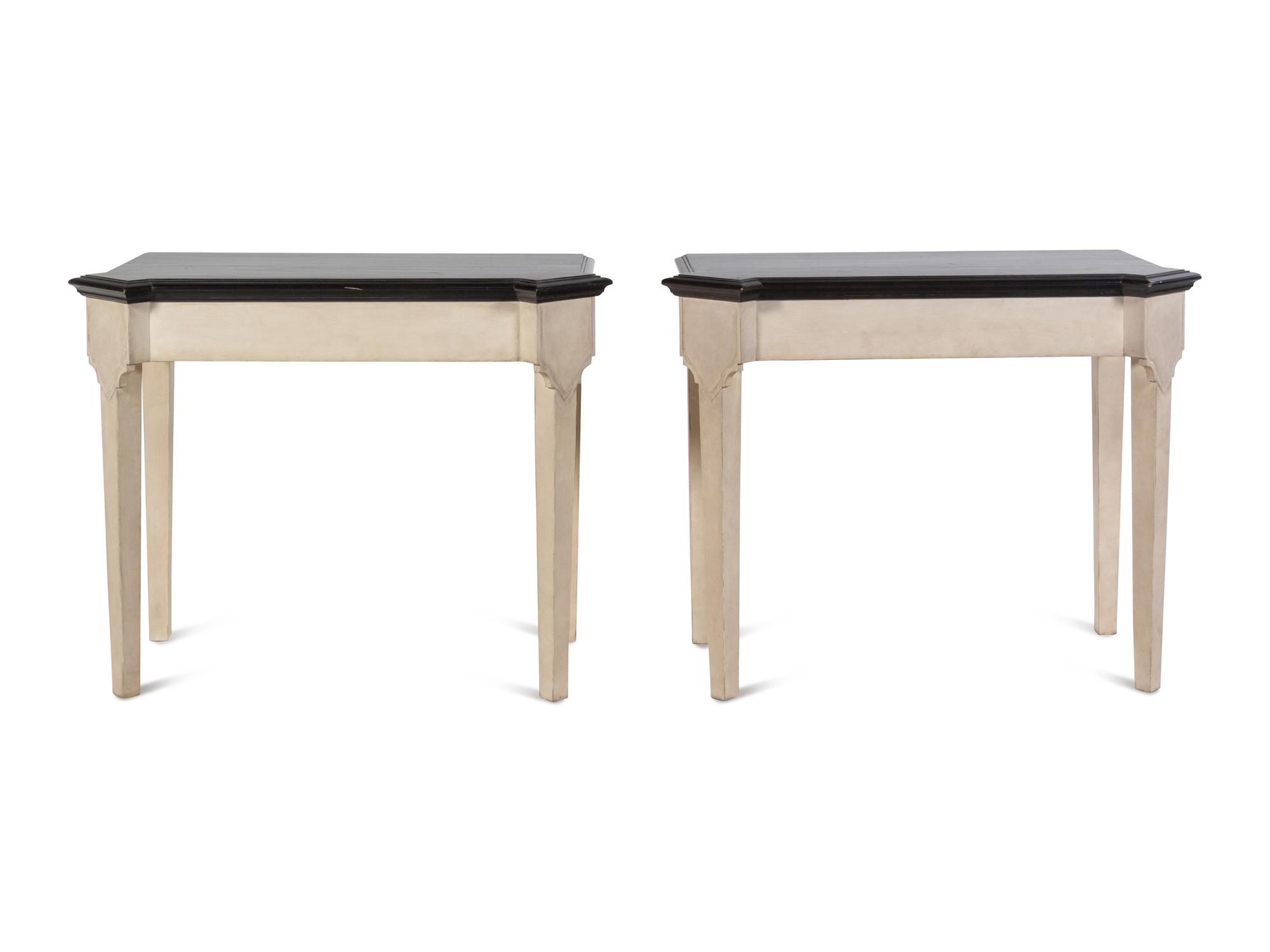 A Pair of Italian Style Painted Pier Tables