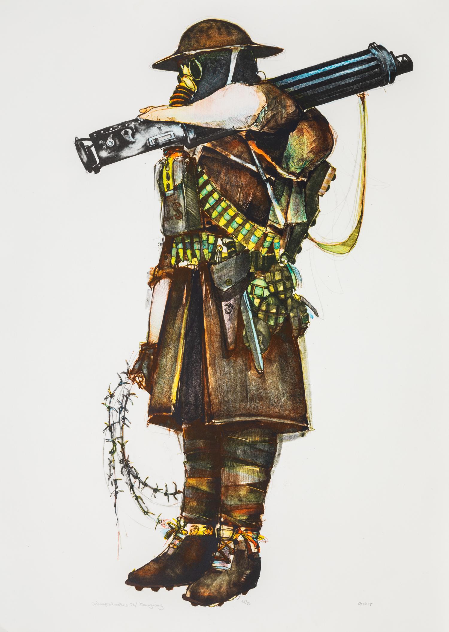 John L. Doyle, (American, 1939-2010), A group of eleven works from Sharpshooters, 1976, including Bombadier, Korea, Untitled, Continent