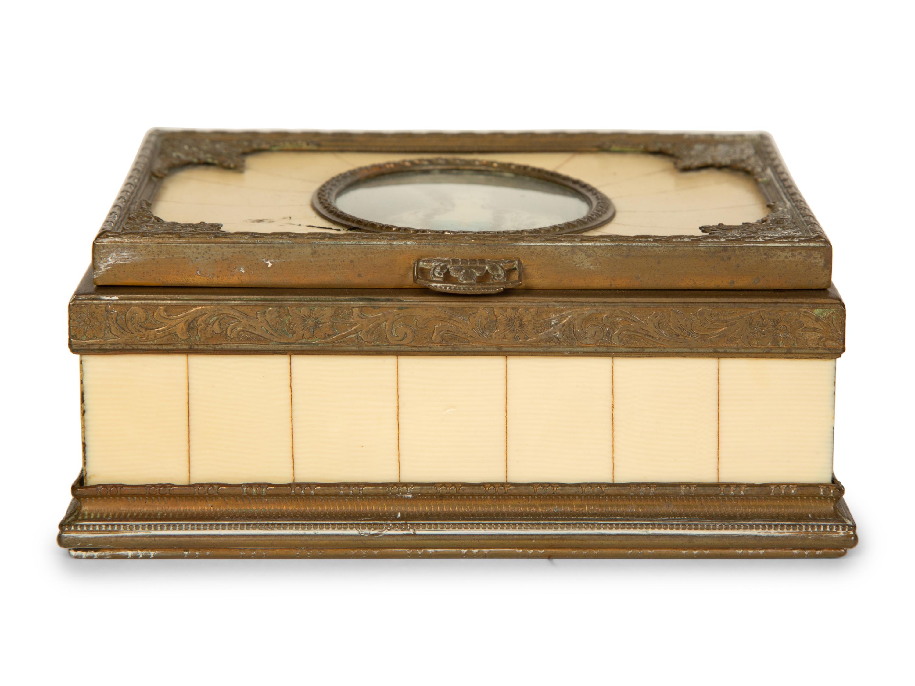 Three Continental Table Boxes Decorated with Painted Portraits