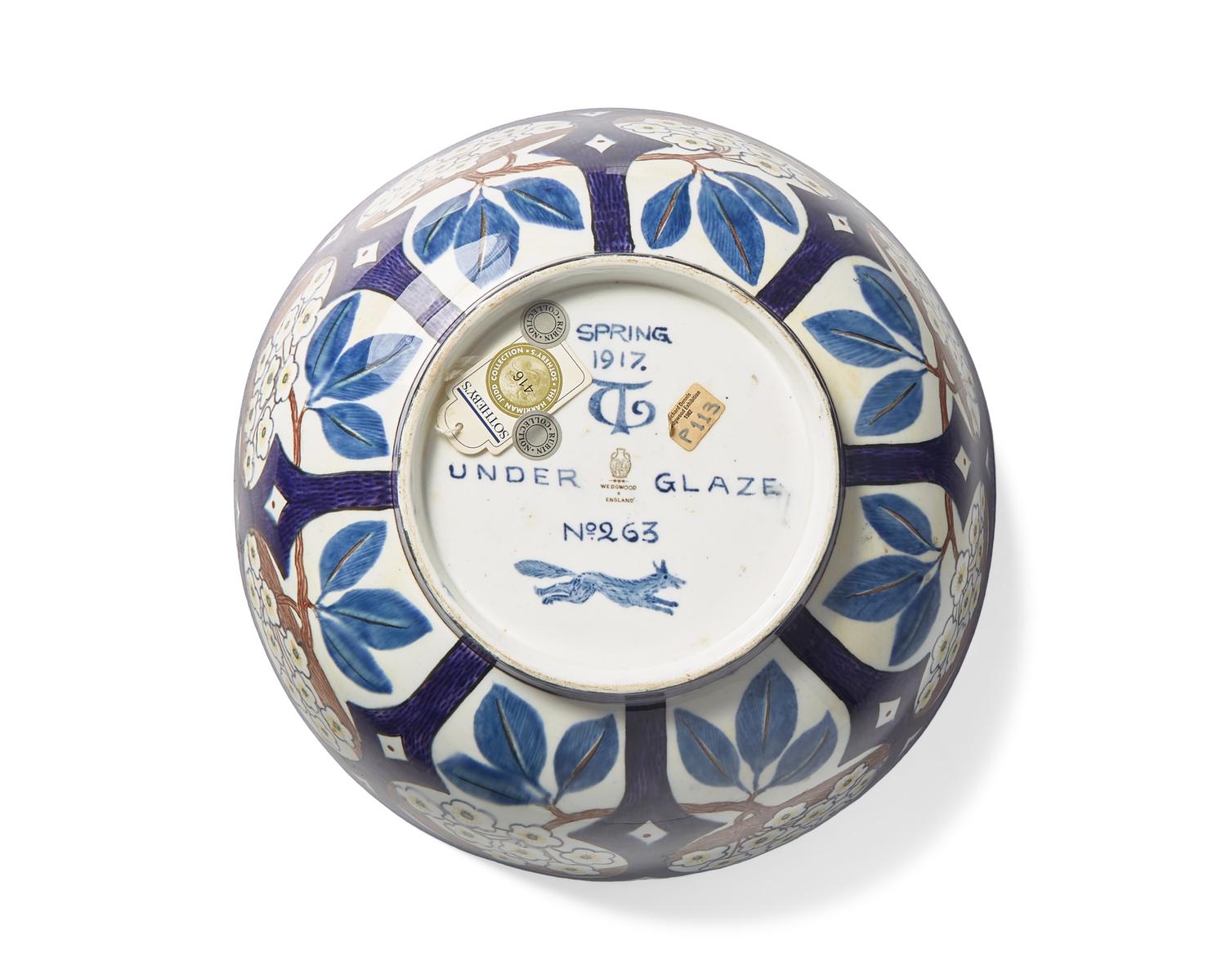 A Wedgwood Painted Porcelain Punch Bowl