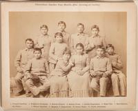 CHOATE, John N. (1848-1902), photographer. A pair of large format photographs featuring identified Chiricahua Apache students at Carlisle Indian School, before and after. Carlisle, PA, ca 1880s.