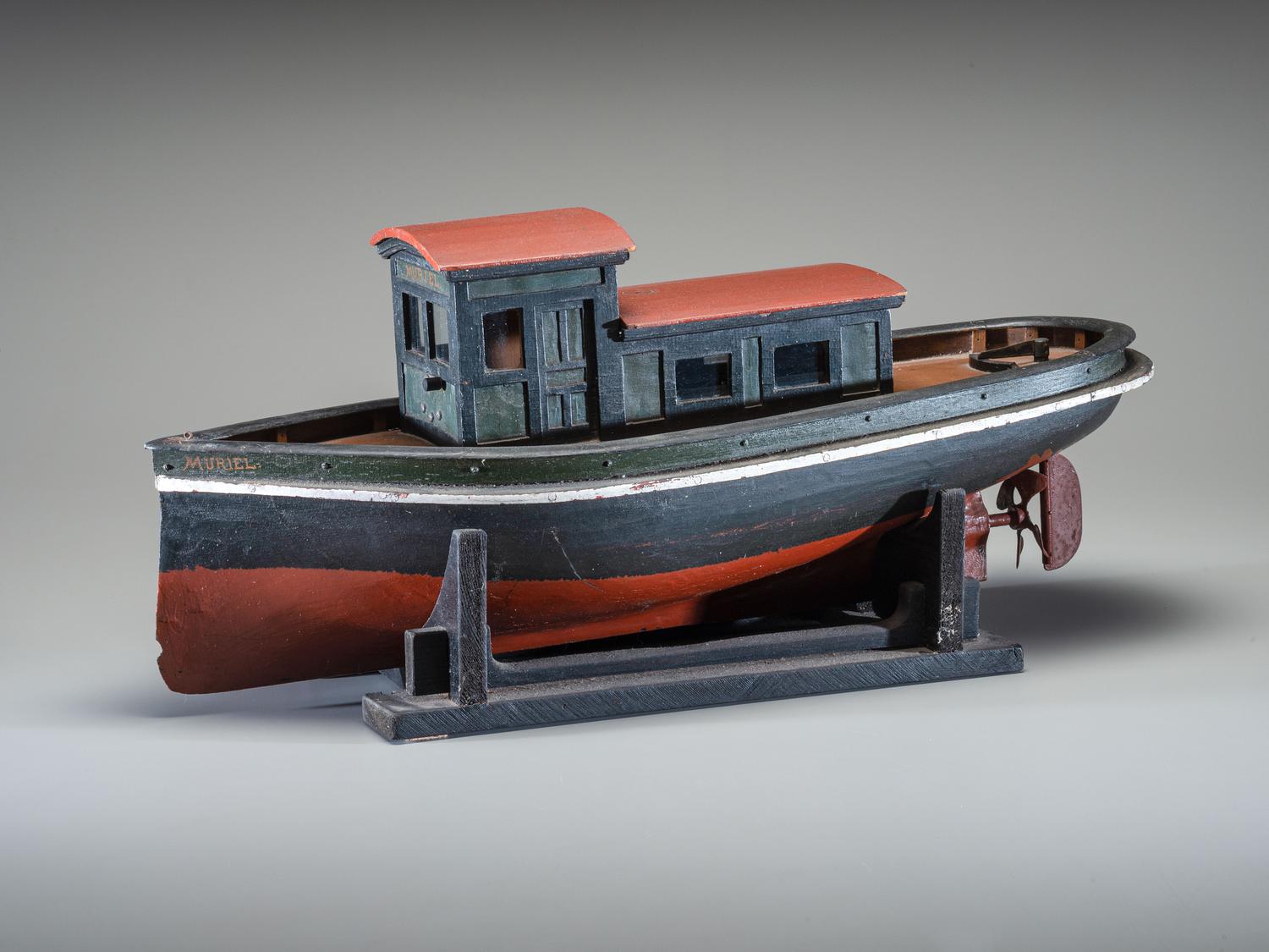 A Painted Wood Model of the Tugboat Muriel