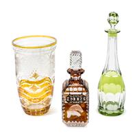 Three Color Cut-to-Clear Cut Glass Articles