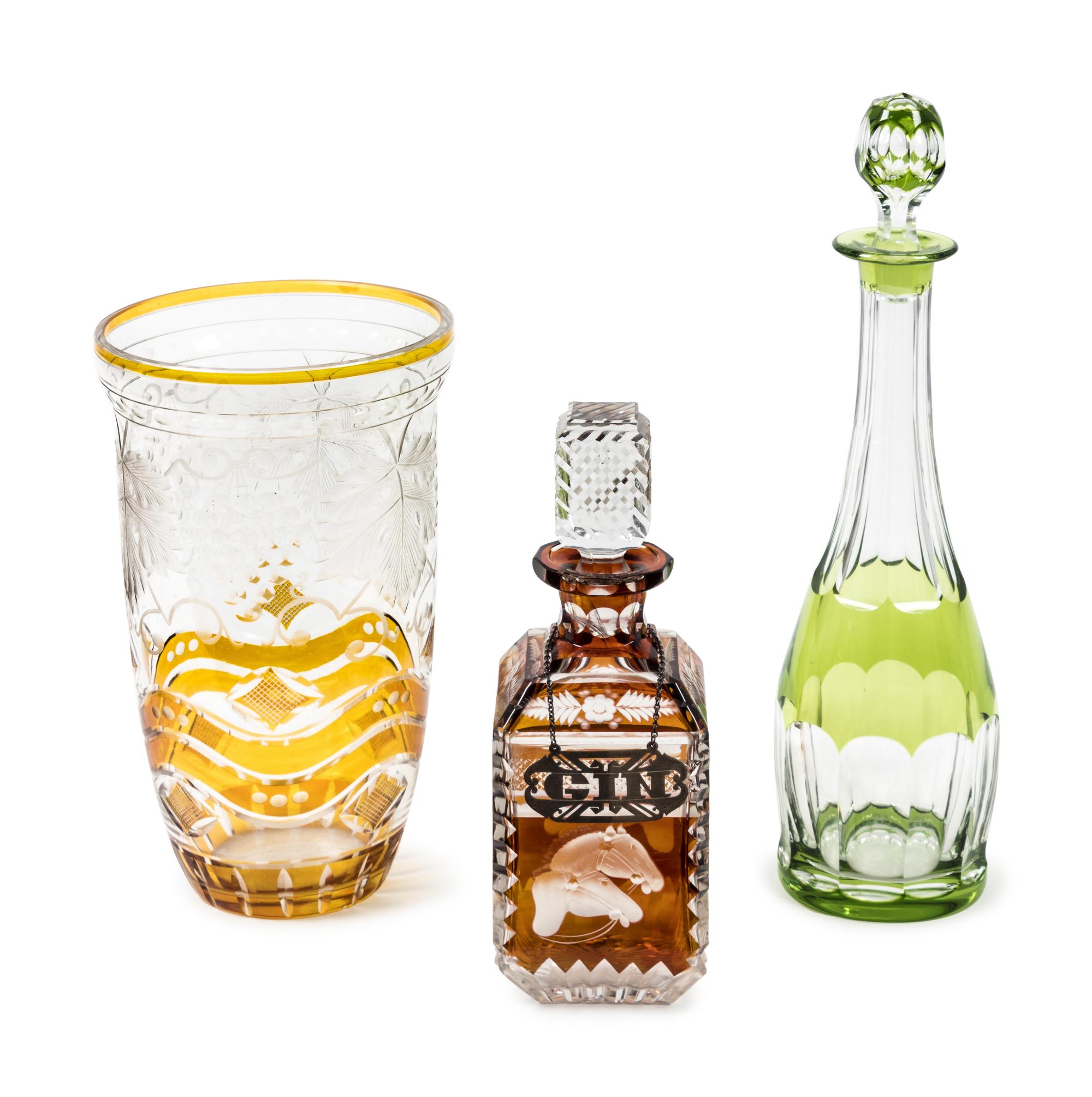 Three Color Cut-to-Clear Cut Glass Articles