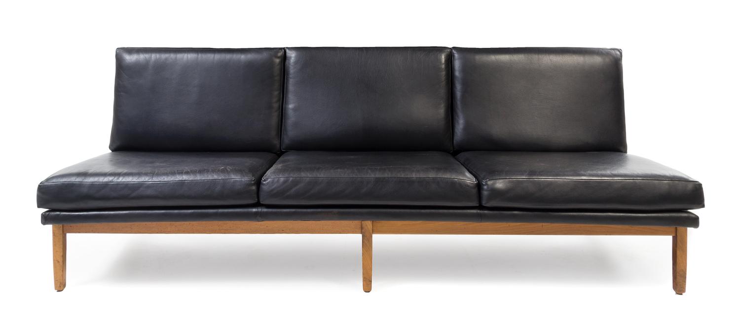 Florence Knoll (American, b.1917), KNOLL, c.1955, a leather upholstered sofa