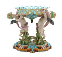 A Wedgwood Majolica Figural Centerpiece, Height 14 1/4 inches.