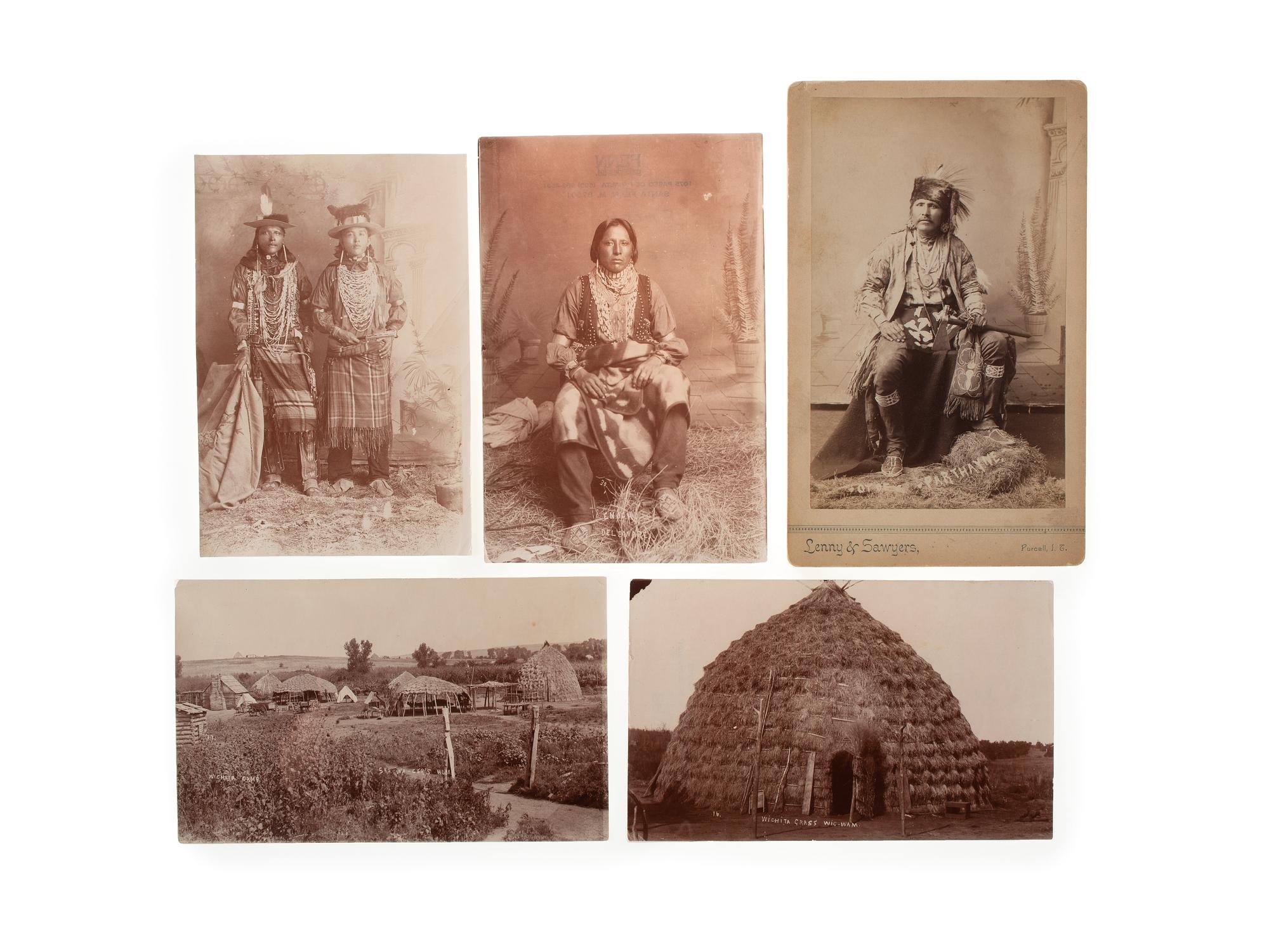 [NATIVE AMERICANS] -- [LENNY & SAWYERS, photographers]. A group of 12 photographs of Prairie Indians from Indian Territory. Ca late 1880s-1890s.