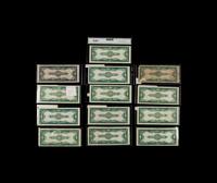 A Group of Thirteen Series 1923 $1 Silver Certificates