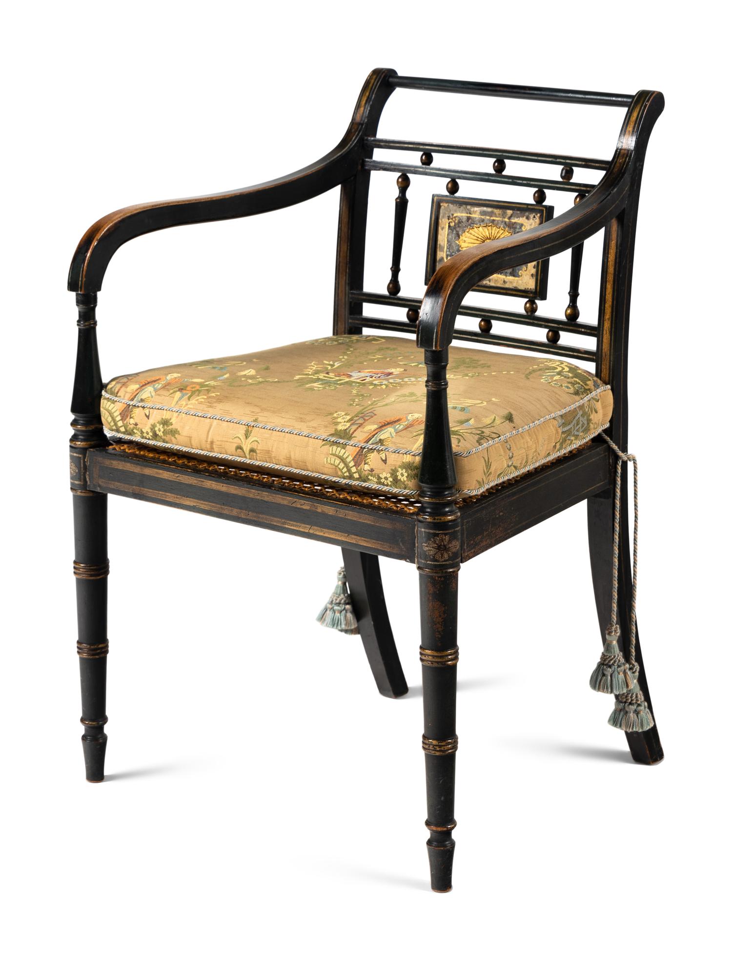 A Pair of Regency Style Open Armchairs