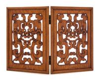 A Pair of Chinese Huanghuali Rectangular Openworked Panels Each height 15 3/8 x width 10 3/4 x depth 1 inches. — 18TH CENTURY