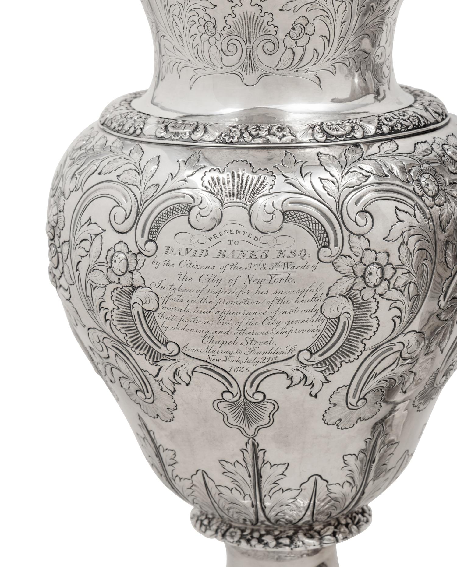 A Pair of American Coin Silver Presentation Ewers