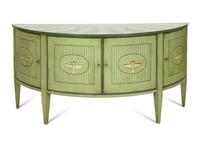 A Pair of Italian Neoclassical Style Painted Demilune Cabinets