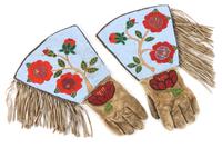 Pair of Plateau Area Beaded Gauntlets Length 15 x width 7 inches — Early 20th Century