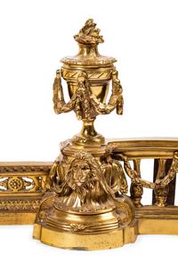 A Louis XVI Style Brass Fire Fender and Chenets