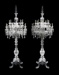 A Pair of Baccarat Cut Glass Tsarine Twenty-Four-Light Torchères