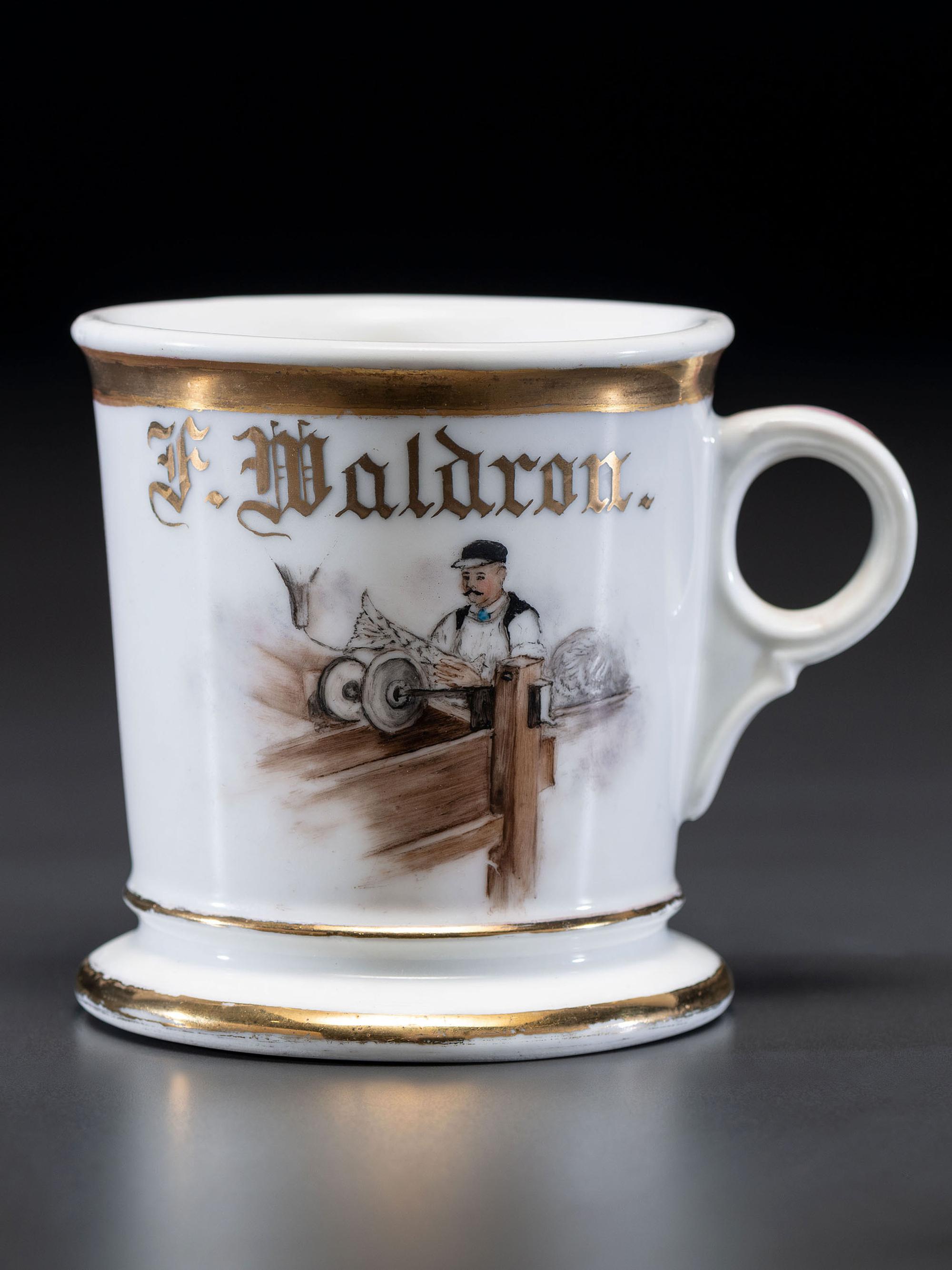 A Cut Glass Maker's Porcelain Occupational Shaving Mug