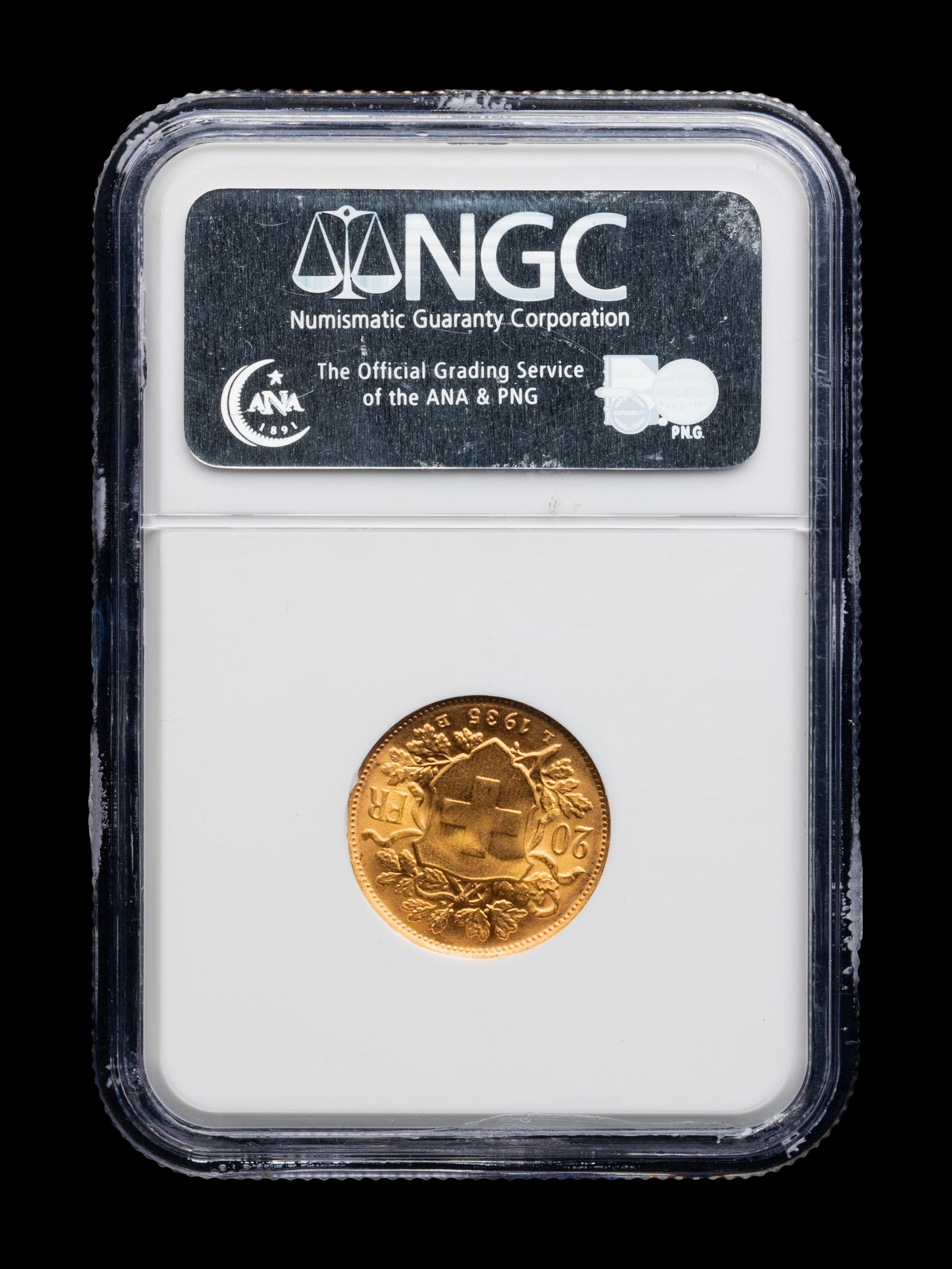 [SWITZERLAND] A 1935LB 20 Franc Gold Coin (NGC MS66)