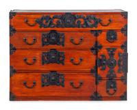 A Japanese Metal Mounted Elm Sendai Chest