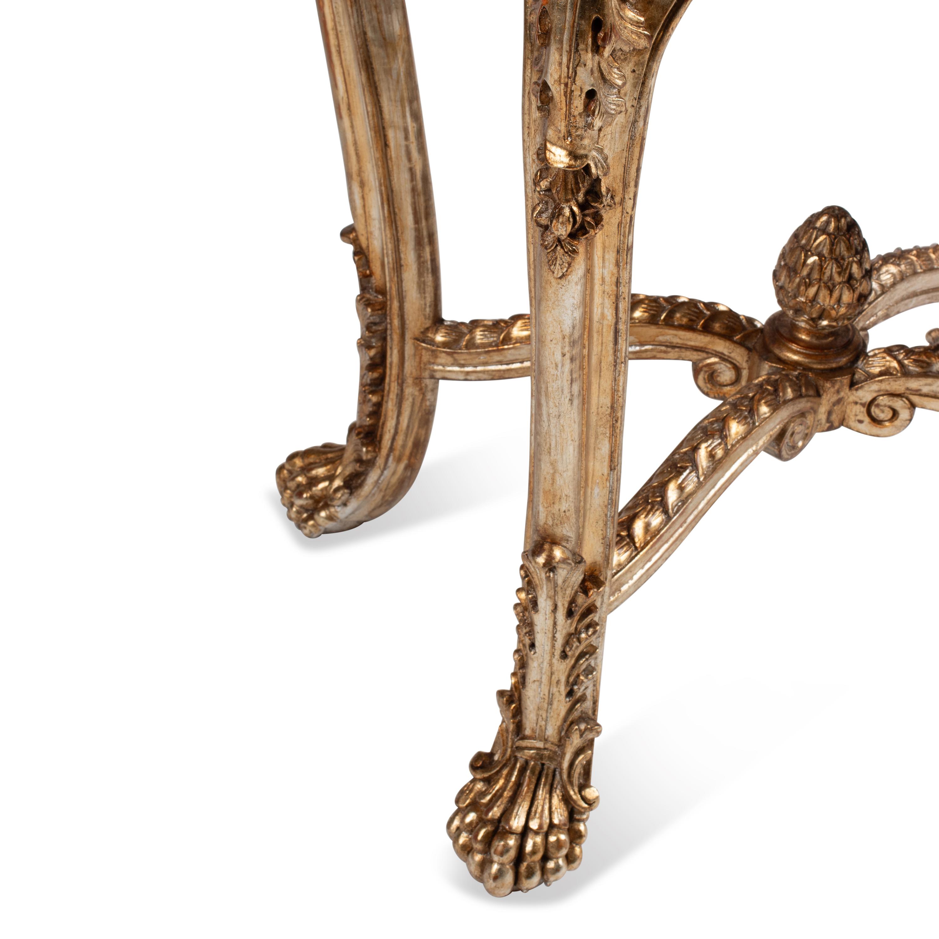 A French Metal-Inlaid Box on Silvered Wood Stand