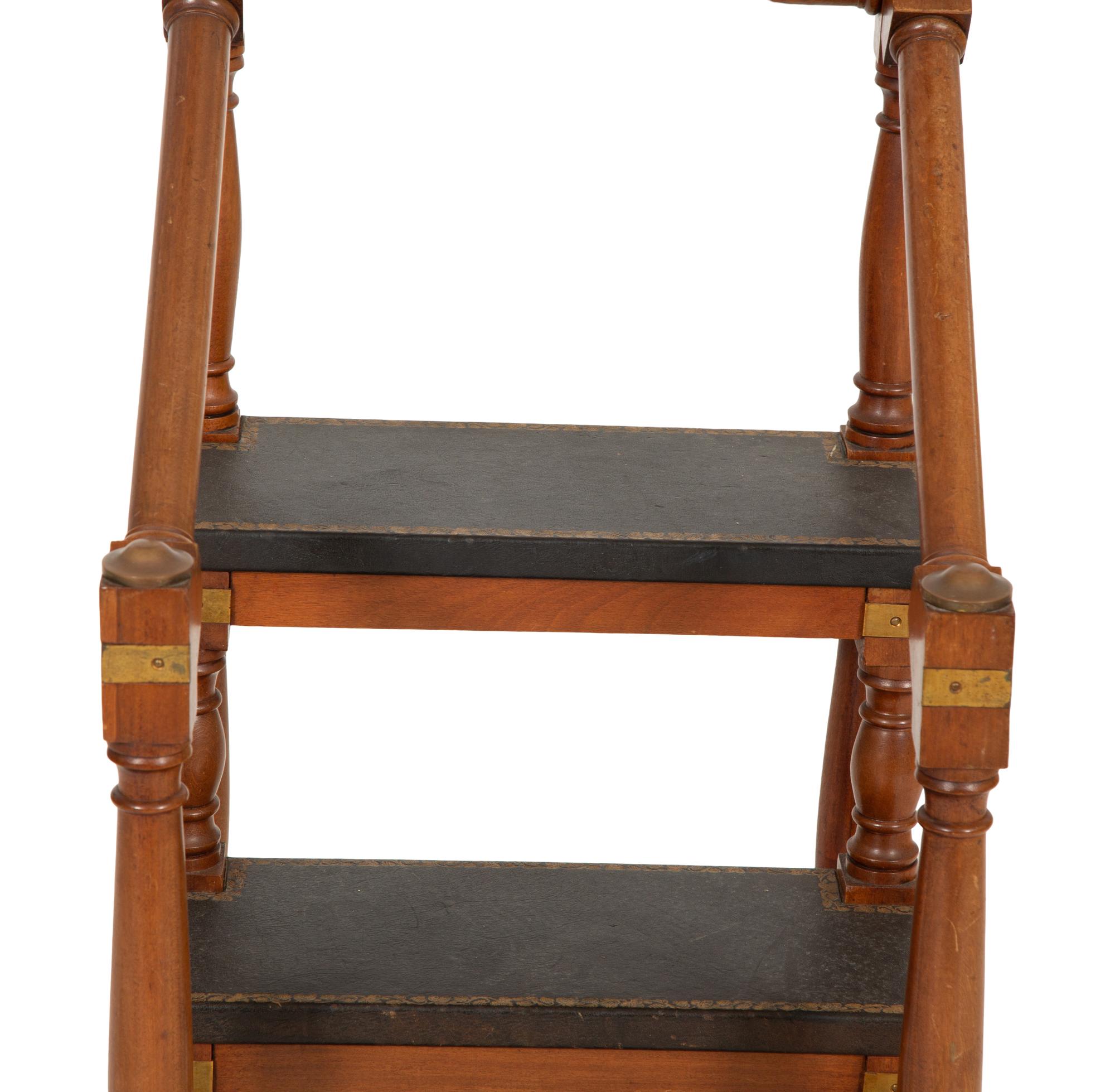 A Set of Victorian Brass Mounted Mahogany Library Steps