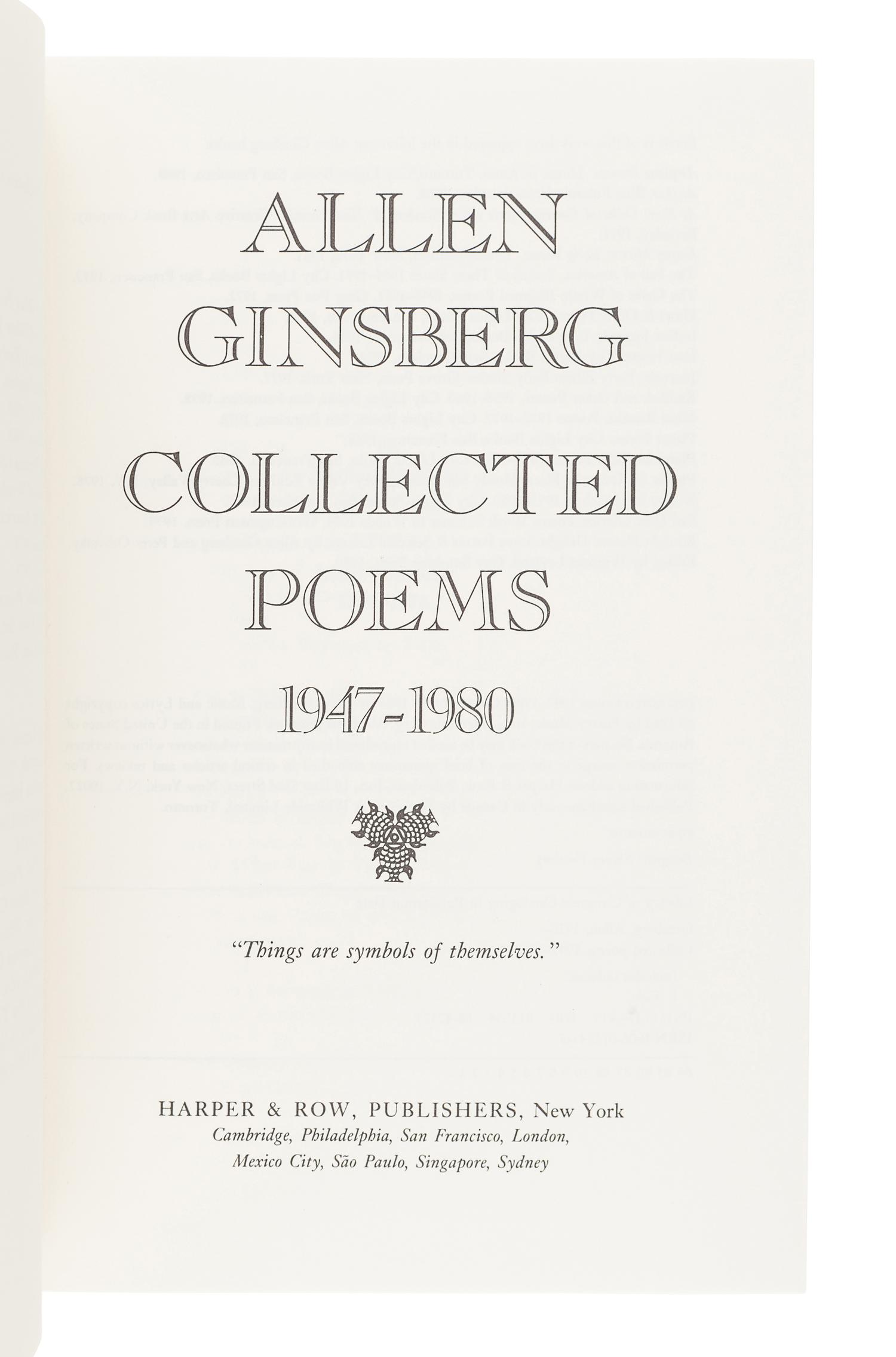 [GINSBERG, Allen (1926-1997)]. A group of 3 FIRST EDITIONS, comprising: