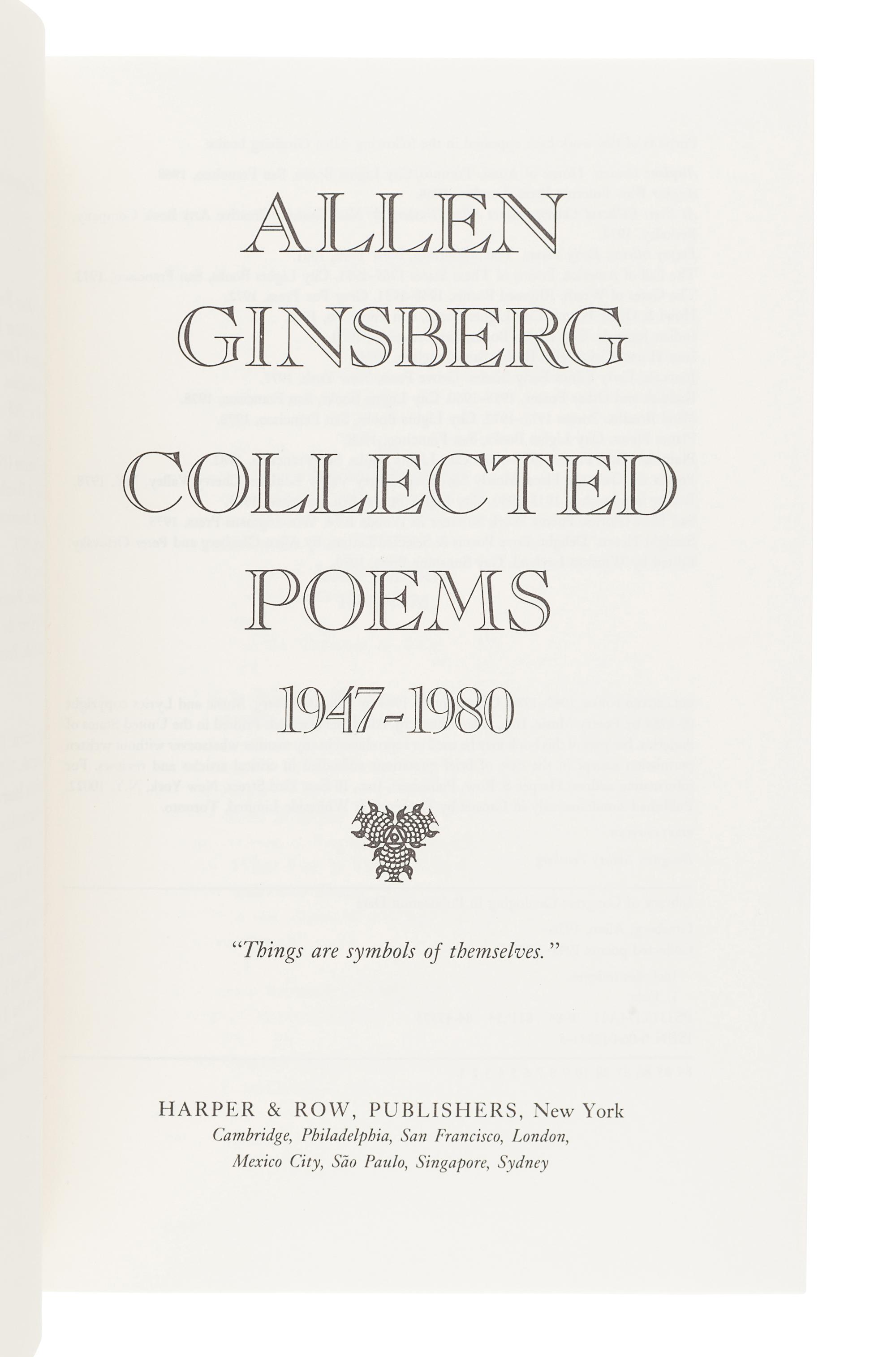 [GINSBERG, Allen (1926-1997)]. A group of 3 FIRST EDITIONS, comprising: