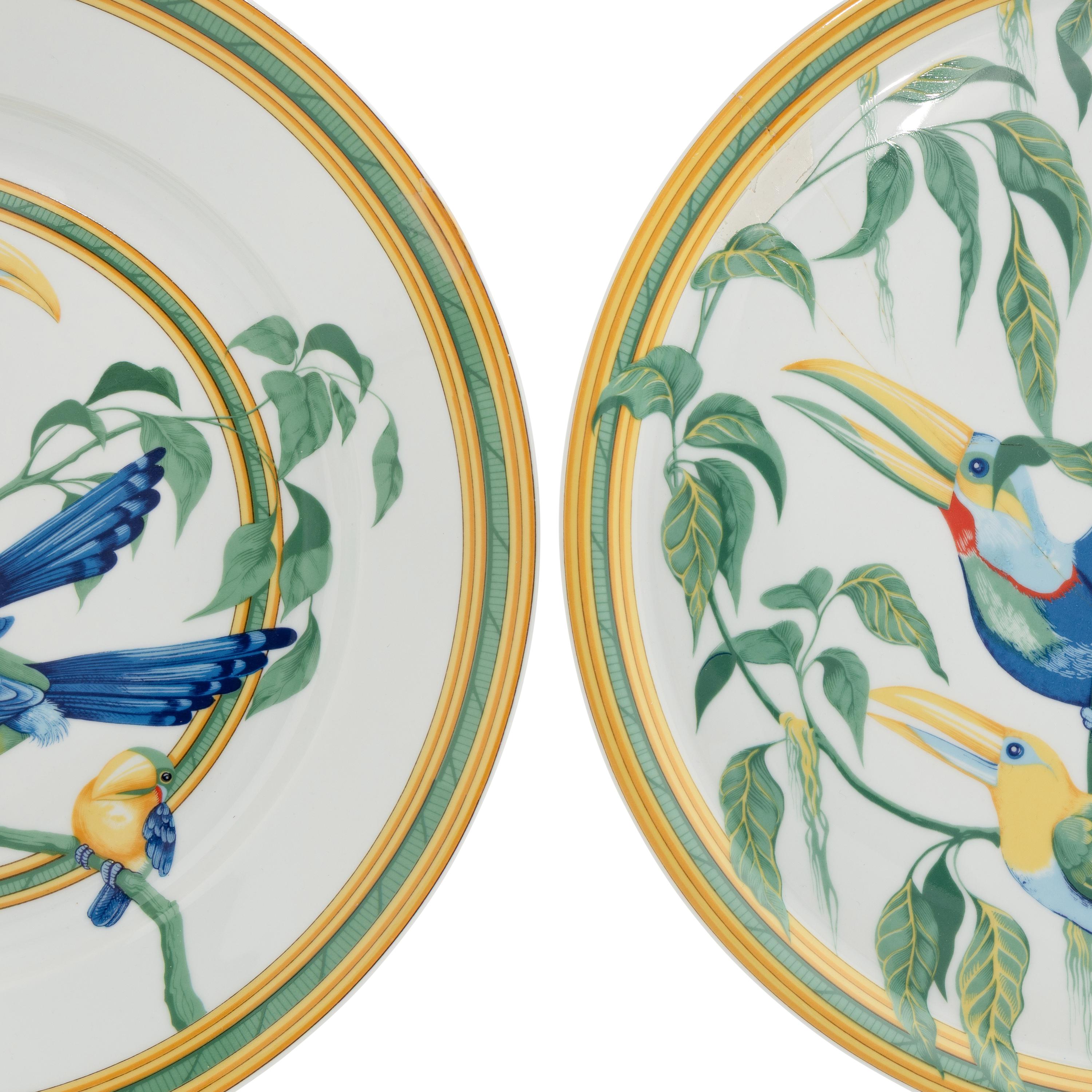 Two Hermès Toucans Porcelain Serving Articles