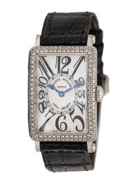 FRANCK MULLER, 18K WHITE GOLD AND DIAMOND 'LONG ISLAND' WATCH