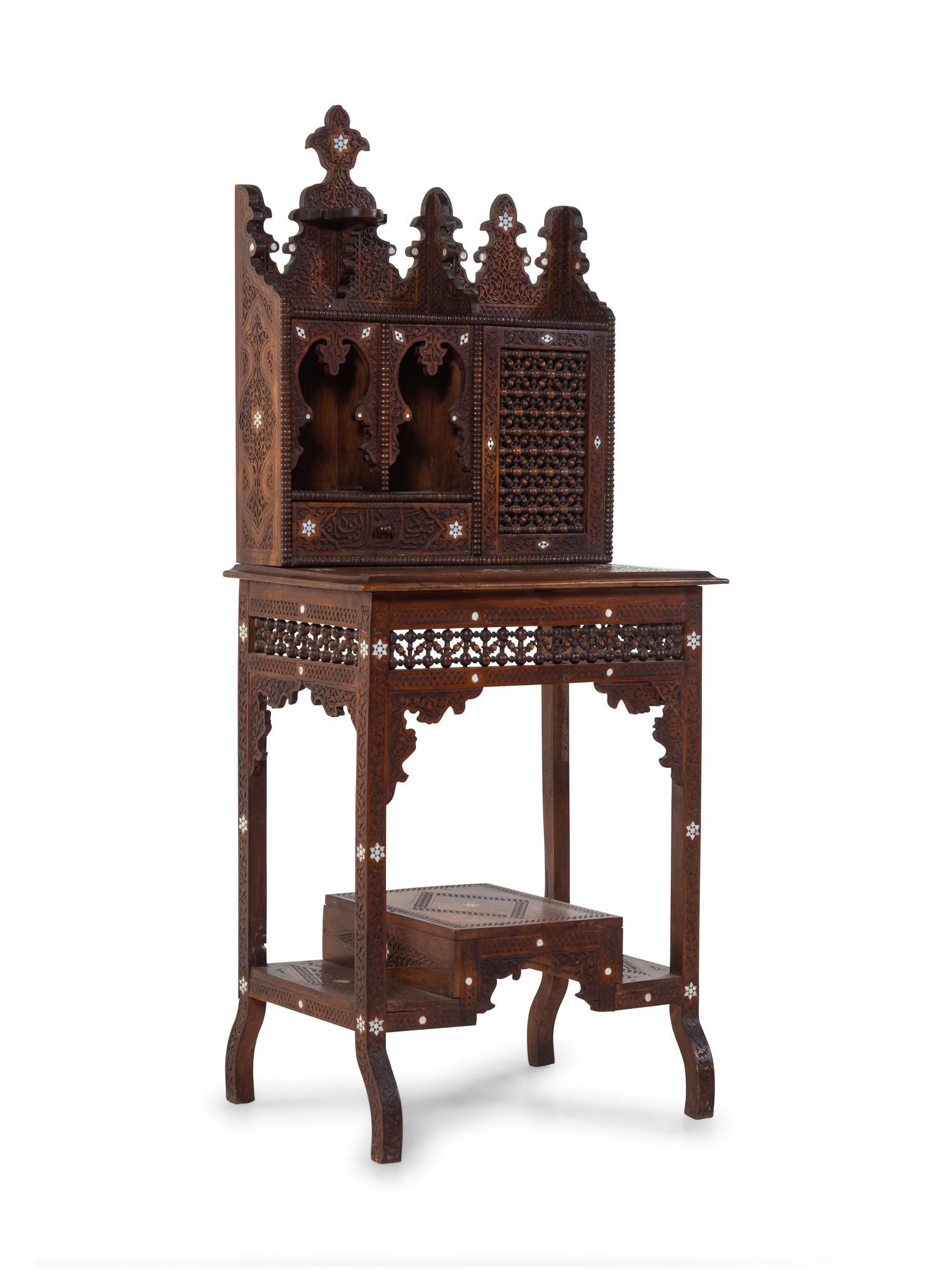 An Egyptian Carved and Inlaid Desk