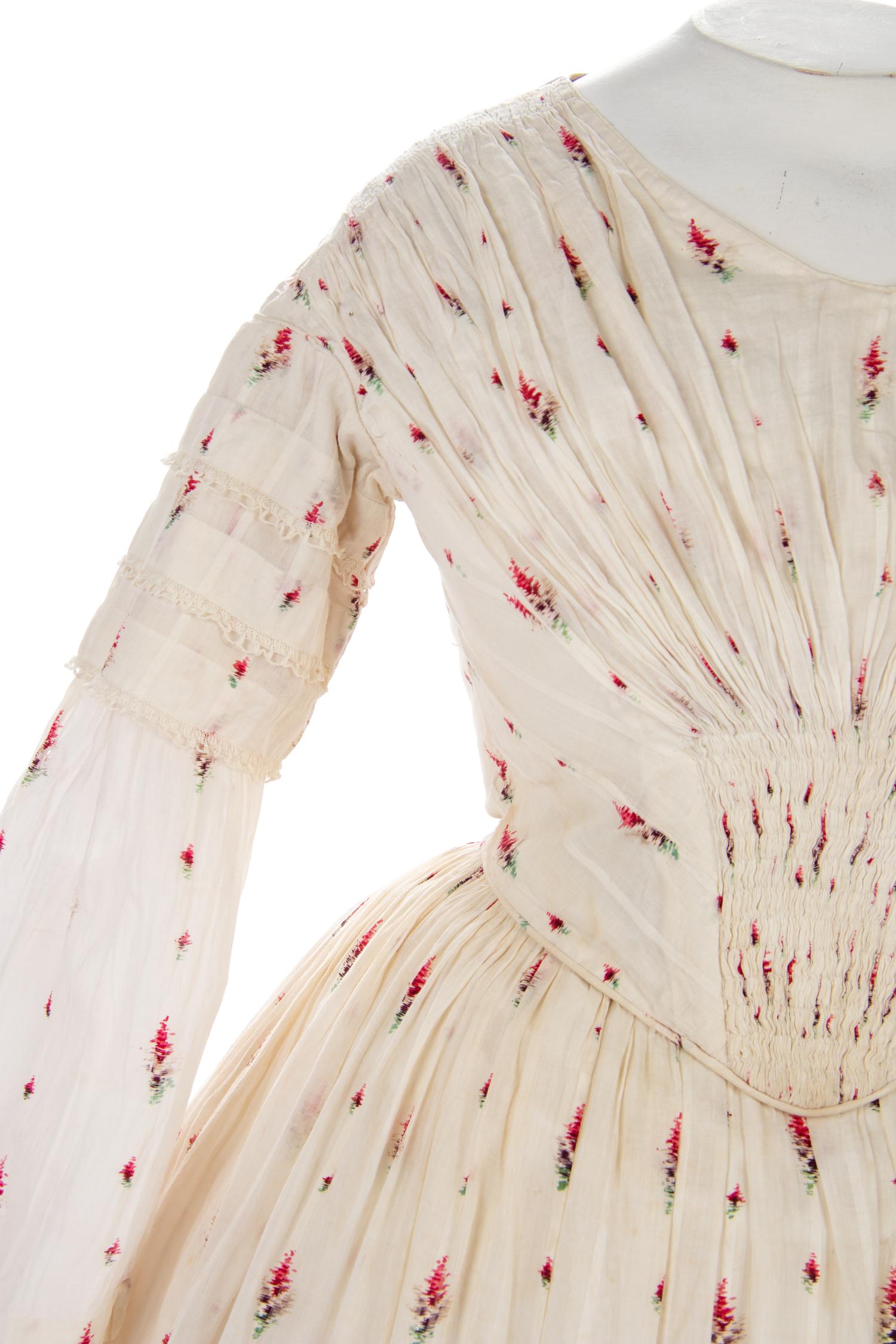 Two-Piece Abstract Printed Cotton Day Dress, 1850s