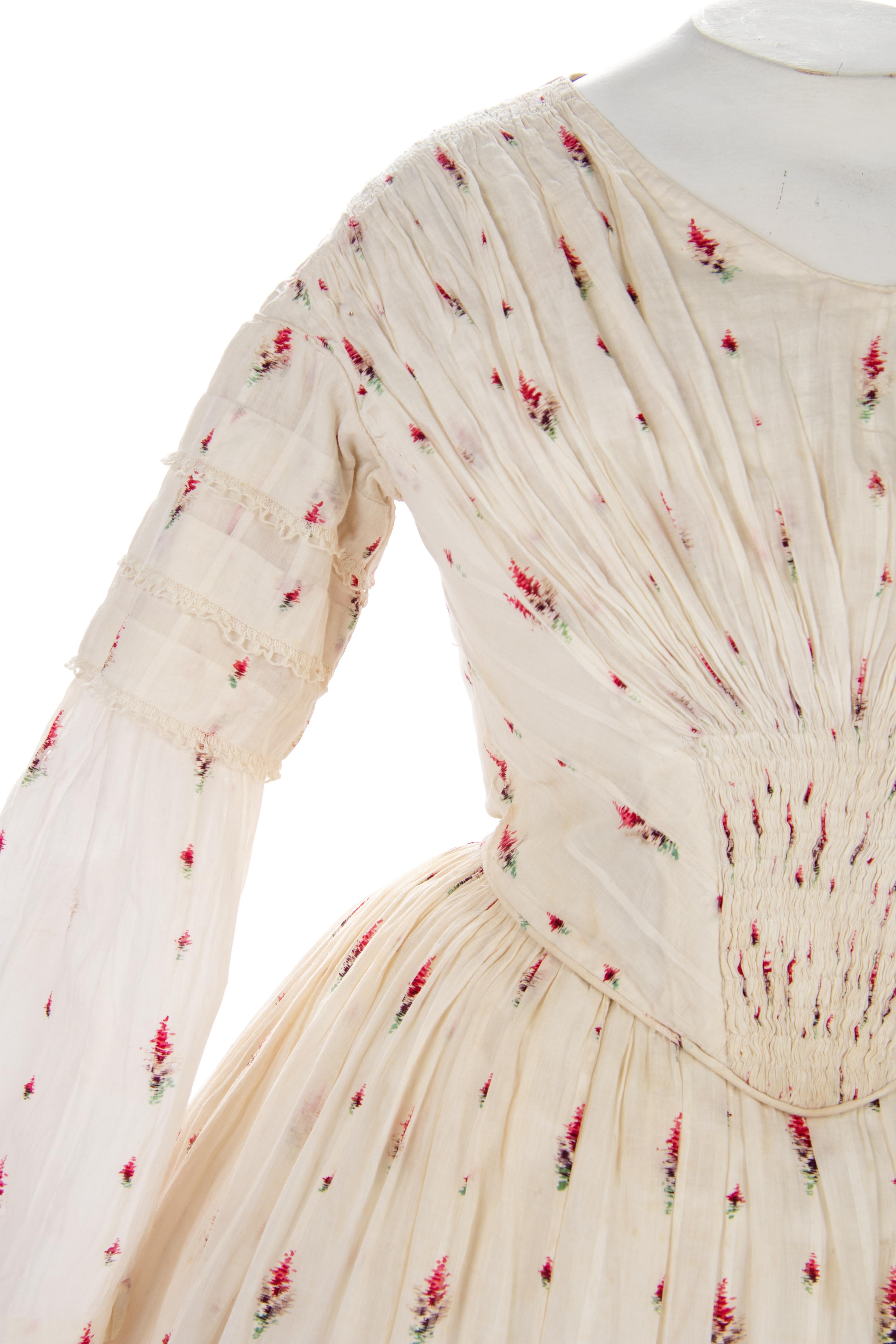 Two-Piece Abstract Printed Cotton Day Dress, 1850s