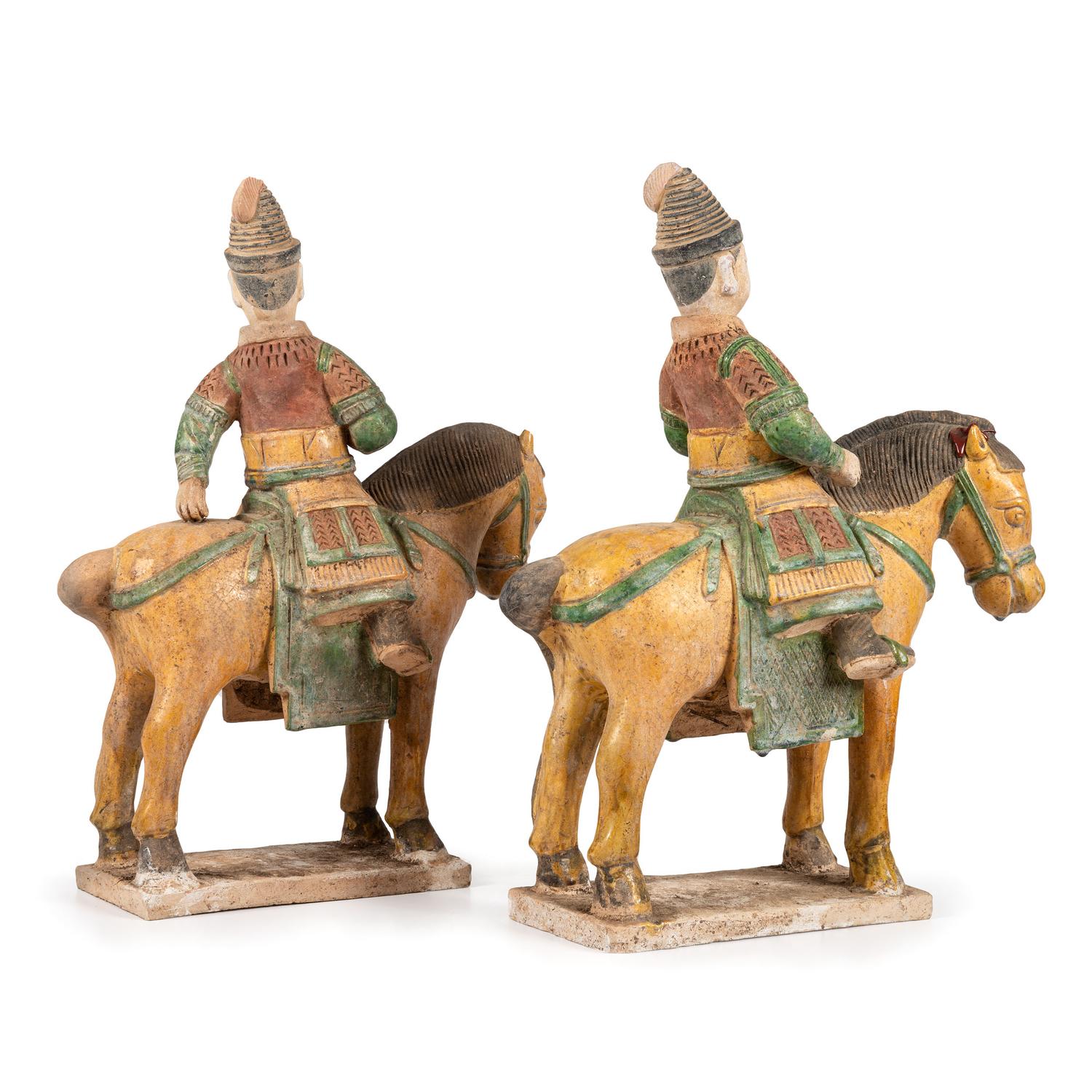 A Pair of Chinese Terracotta Equestrian Figures