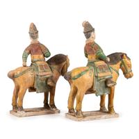 A Pair of Chinese Terracotta Equestrian Figures