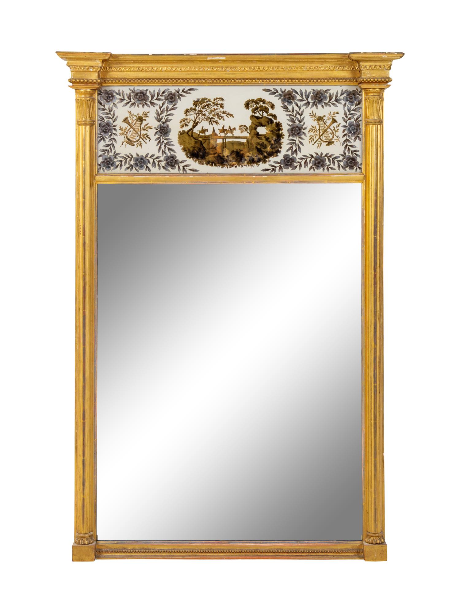 A Federal Giltwood and Eglomise Mirror