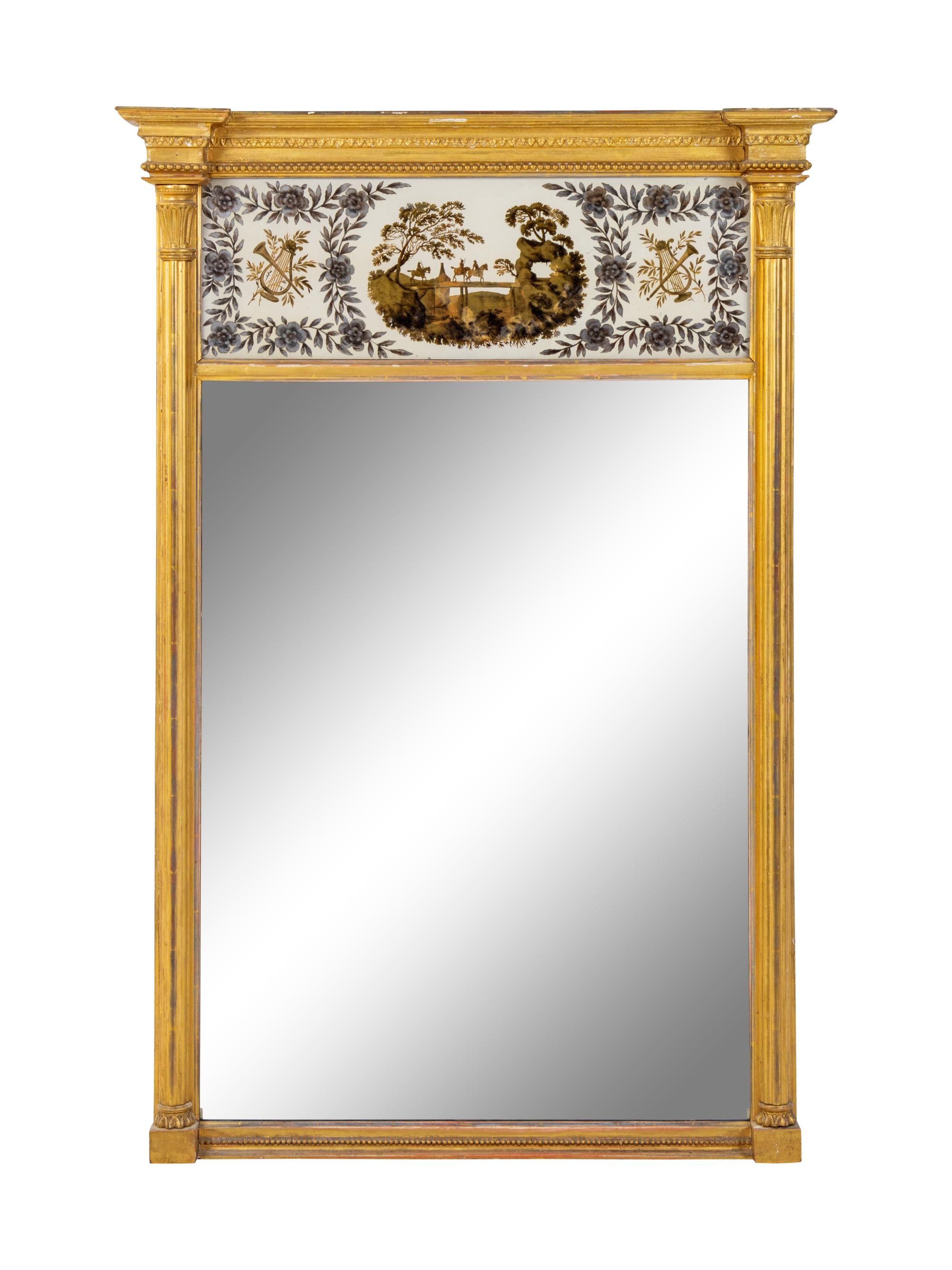 A Federal Giltwood and Eglomise Mirror