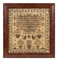 An English Needlepoint Sampler Frame: 16 1/2 x 15 1/2 inches. — DIANA MARY CRUSE, DATED FEBRUARY 18, 1849