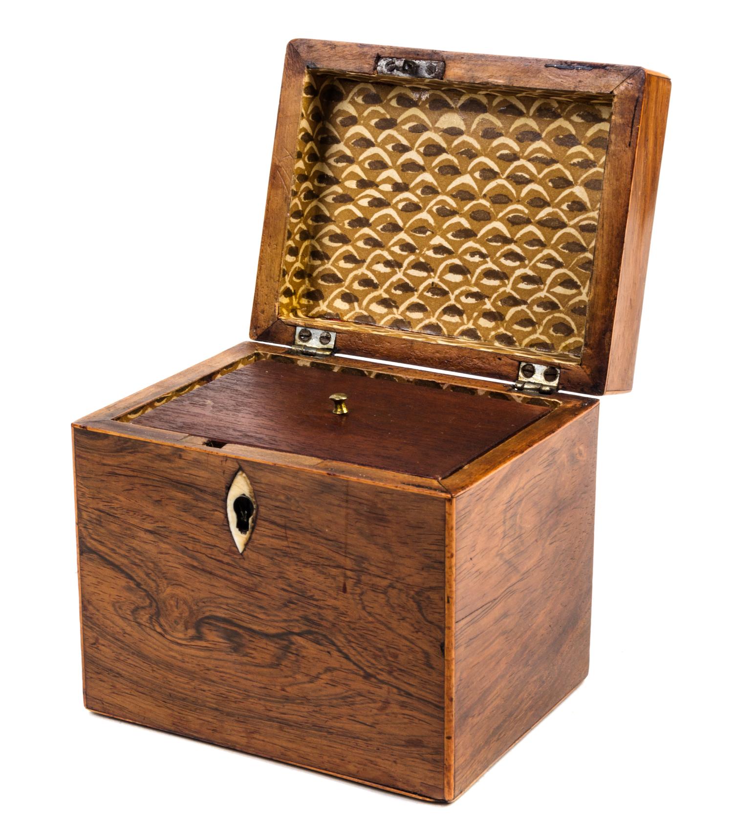 An English Rosewood Tea Caddy Width 4 7/8 inches.