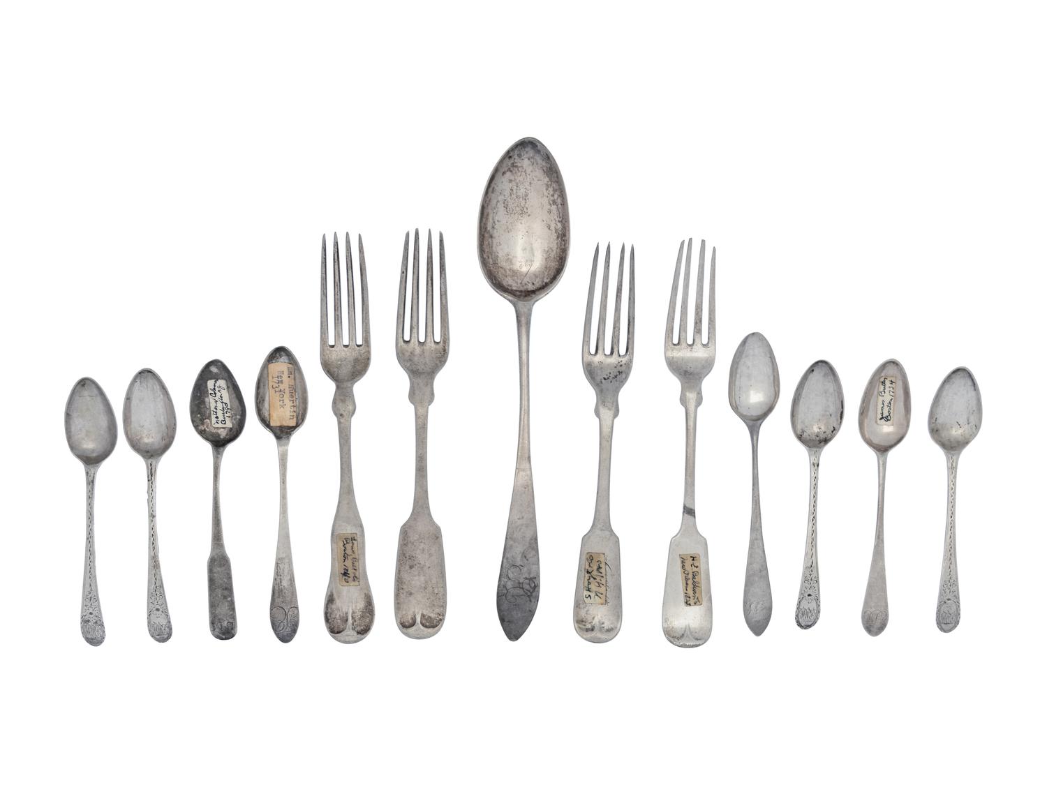 A Collection of American Silver Flatware Articles