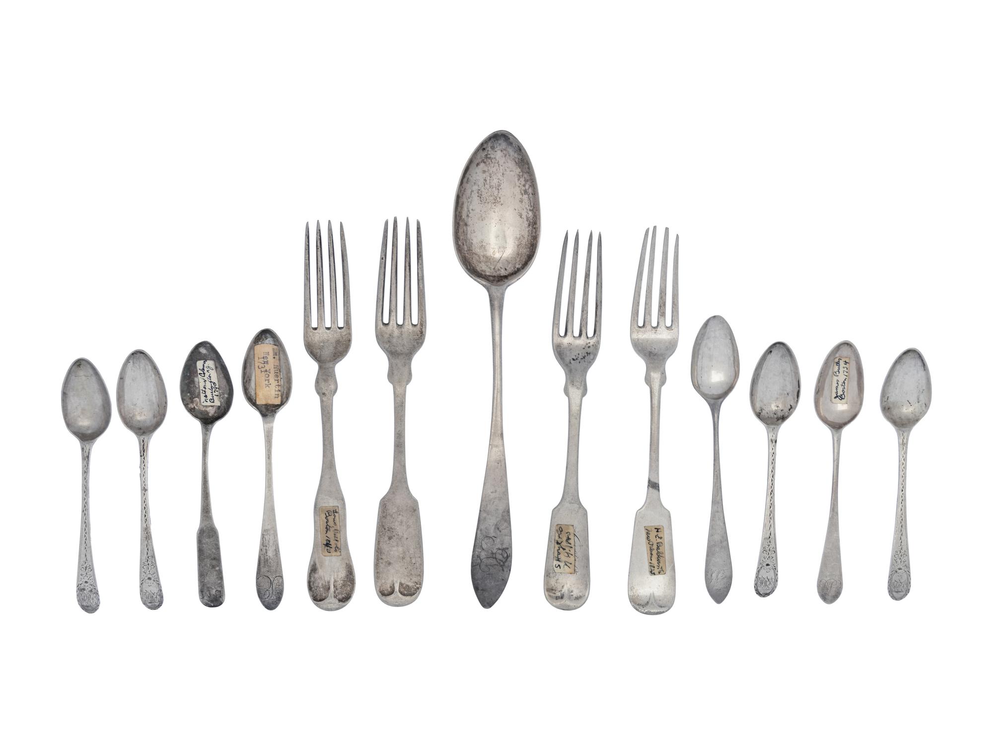 A Collection of American Silver Flatware Articles