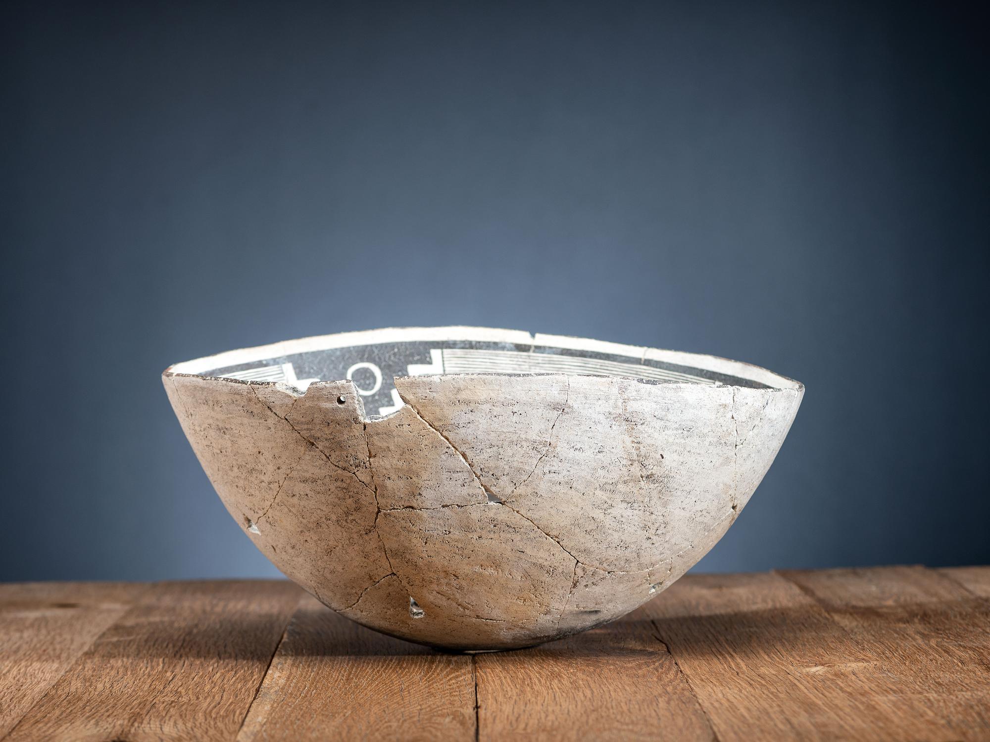 Mimbres Black-on-White Pottery Bowl