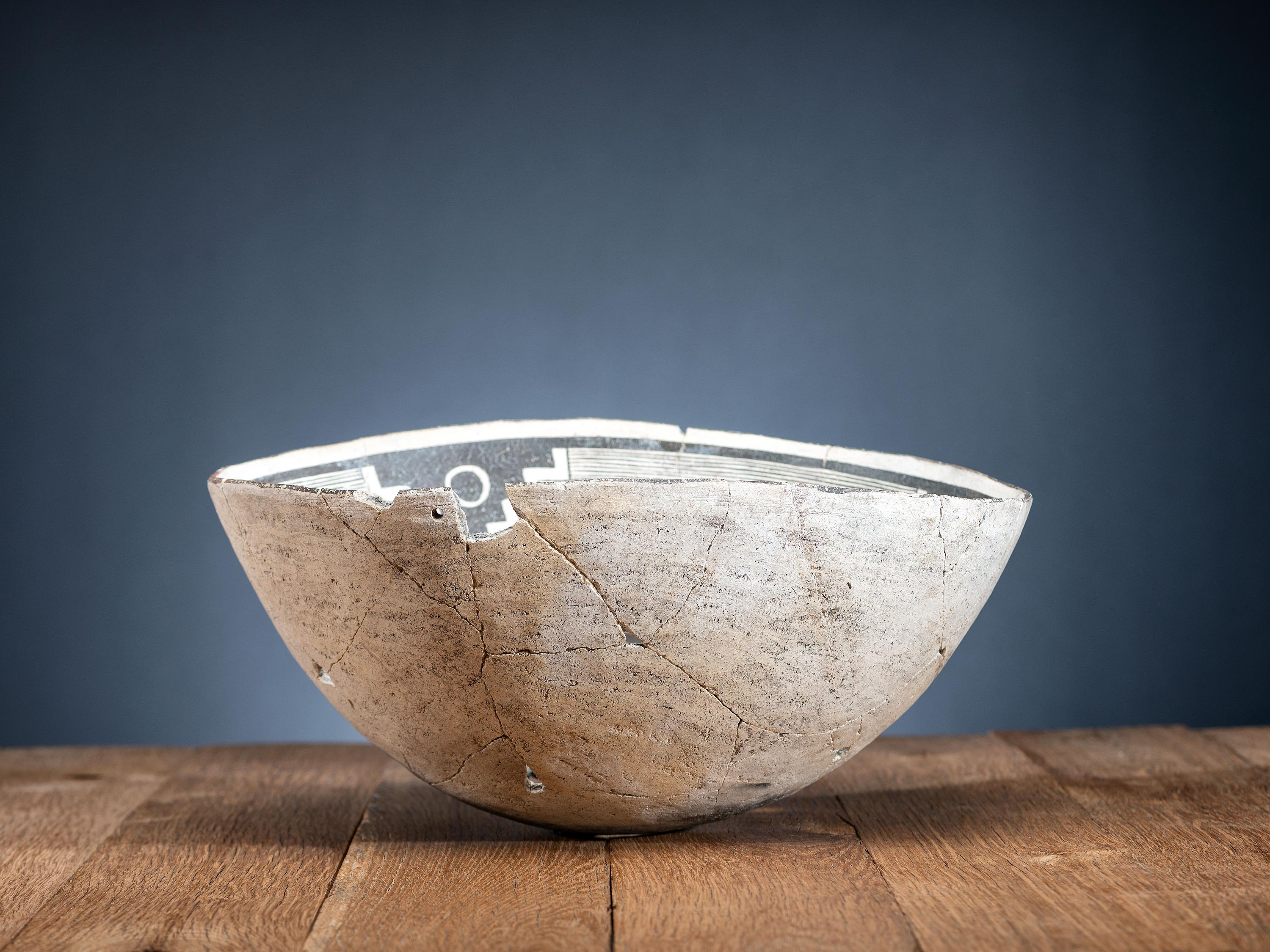 Mimbres Black-on-White Pottery Bowl