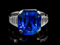 An Art Deco Platinum, Sapphire and Diamond Ring, French, 4.90 dwts.