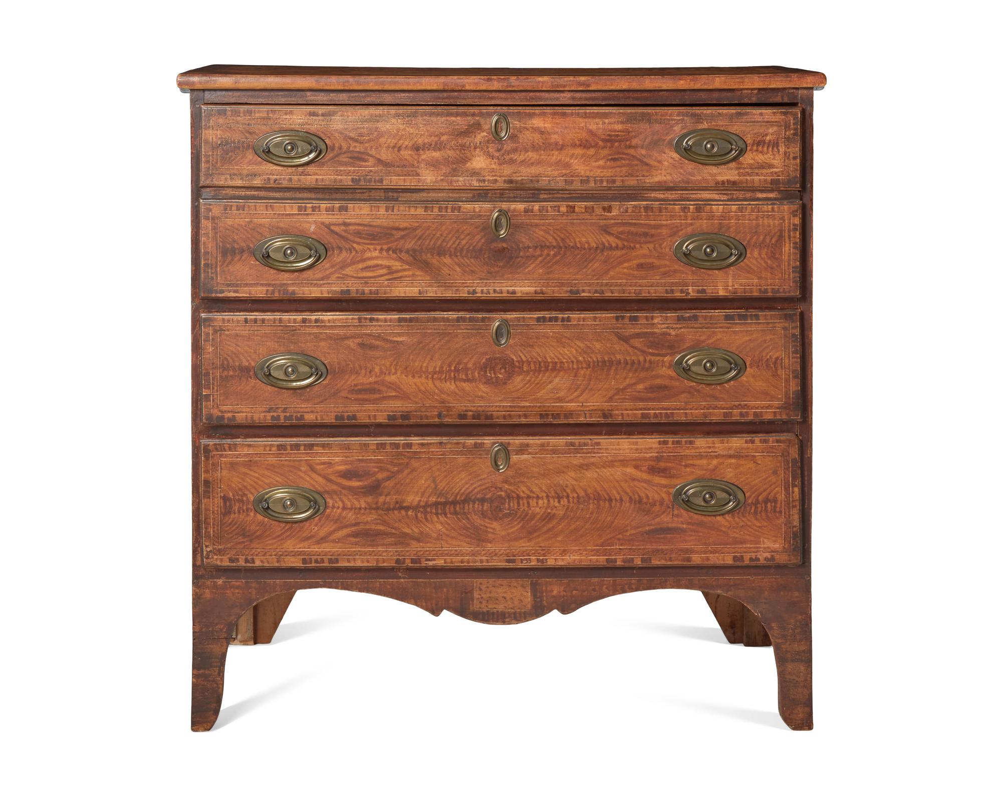 A Federal Painted and Grained Chest of Drawers, Manner of Thomas Matteson, South Shaftsbury, Vermont, Circa 1820