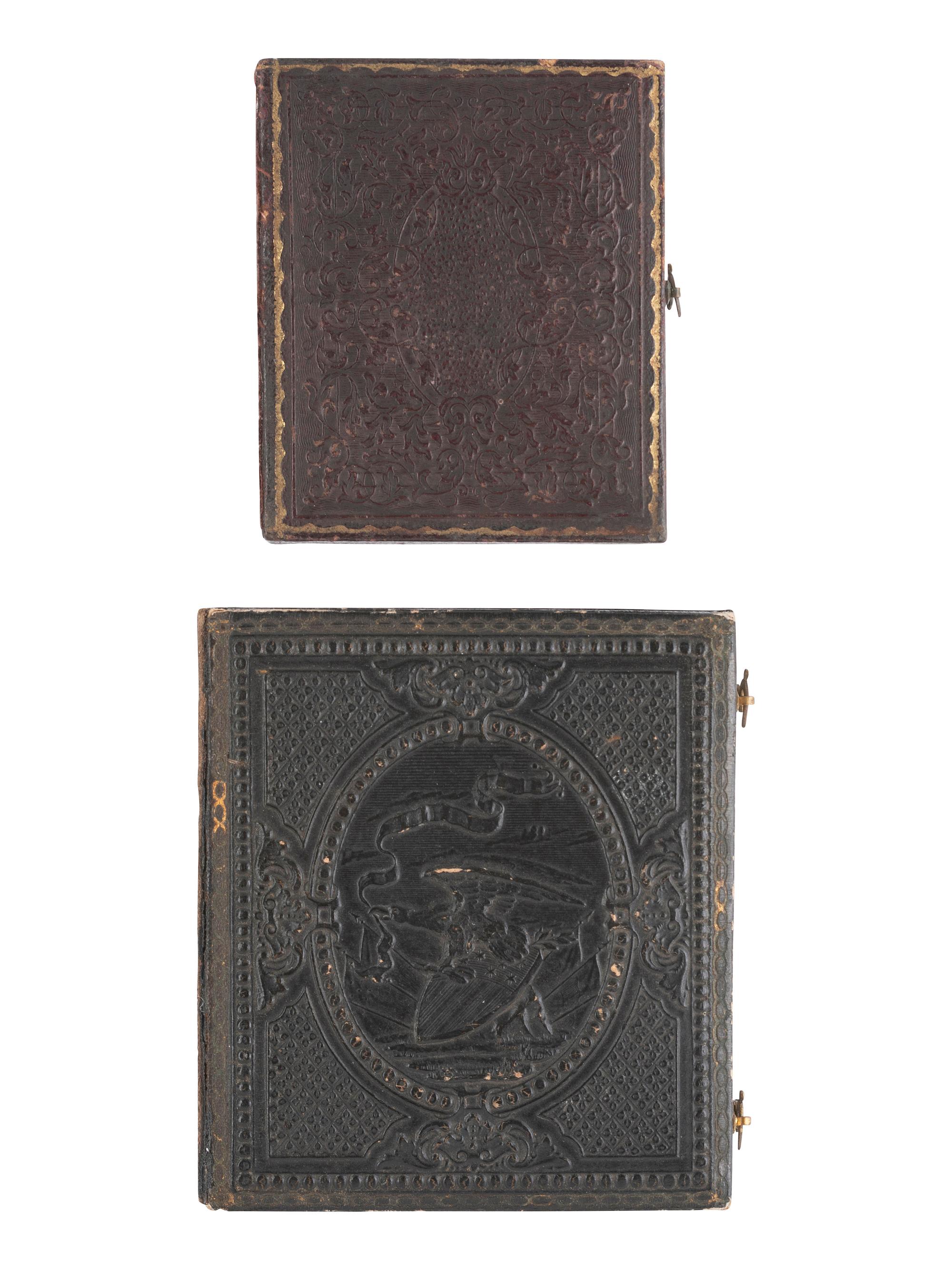 [CIVIL WAR]. 5 cased images of soldiers wearing frock coats, incl. possible New Hampshire private.