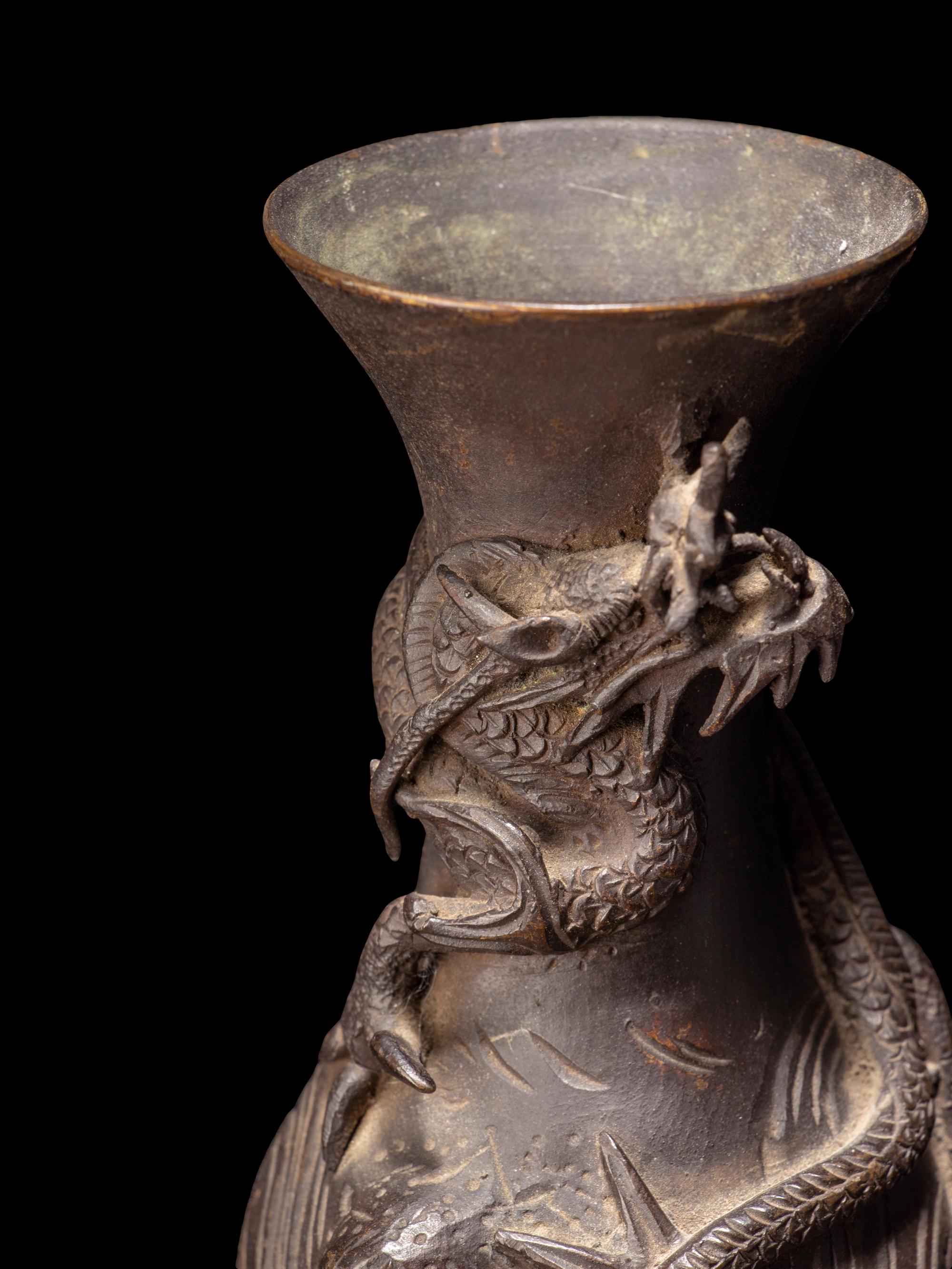 A Small Pair of Japanese Bronze Vases