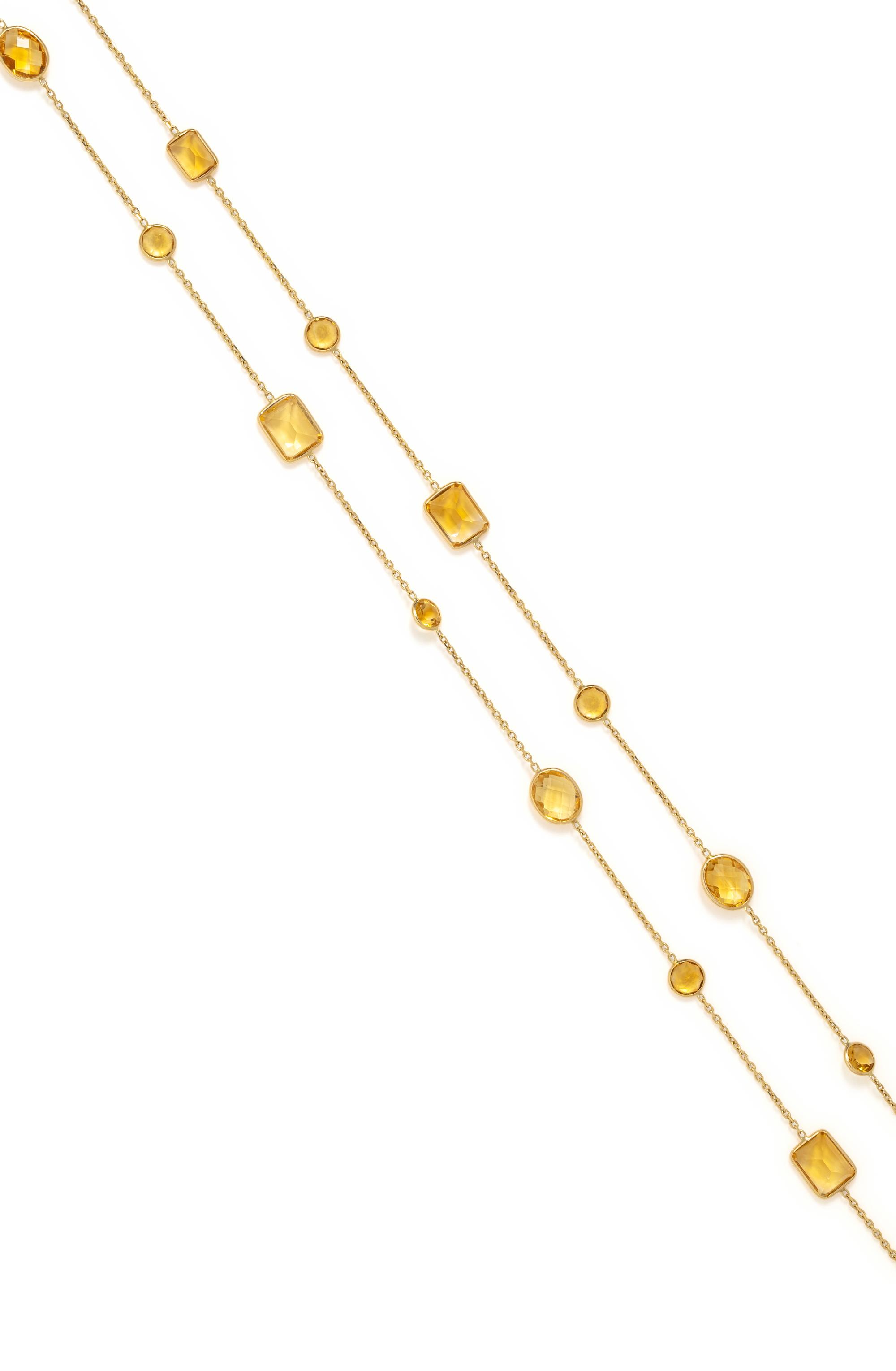 YELLOW GOLD AND CITRINE LONGCHAIN NECKLACE