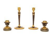 Two Pairs of Empire Gilt Bronze Candlesticks