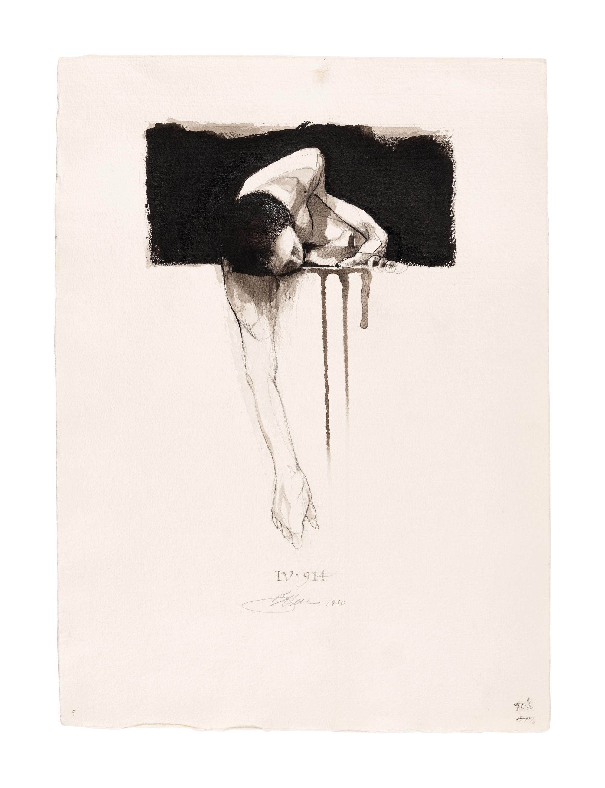 [MOSER, Barry, illustrator]. VIRGIL MARO, Publius. 9 original pen & ink with wash and pencil drawings for Allen Mandelbaum’s translation of Virgil’s Aeneid , published 1981. [ca 1980]. Each 390 x 285 mm. Each signed and dated by Moser, and with his calligraphic captions (as they appear in published edition) and annotations for the printer. Accompanied by 32 small ink rough sketches for the work, each 226 x 117 mm. With numerous captions and annotations including book and verse references.