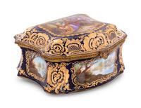 A Sèvres Style Painted and Parcel Gilt Porcelain Table Casket