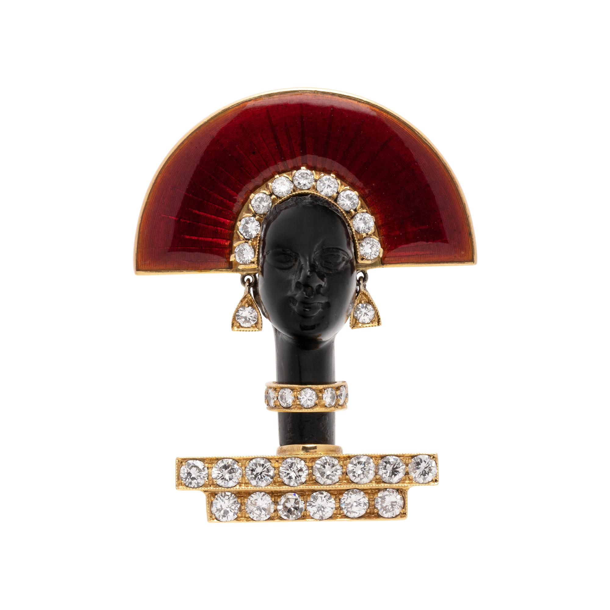NARDI, ENAMEL AND DIAMOND 'PRINCESS TURANDOT' BROOCH